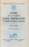 L'tre et la vrit chez Heidegger et Saint Thomas d'Aquin